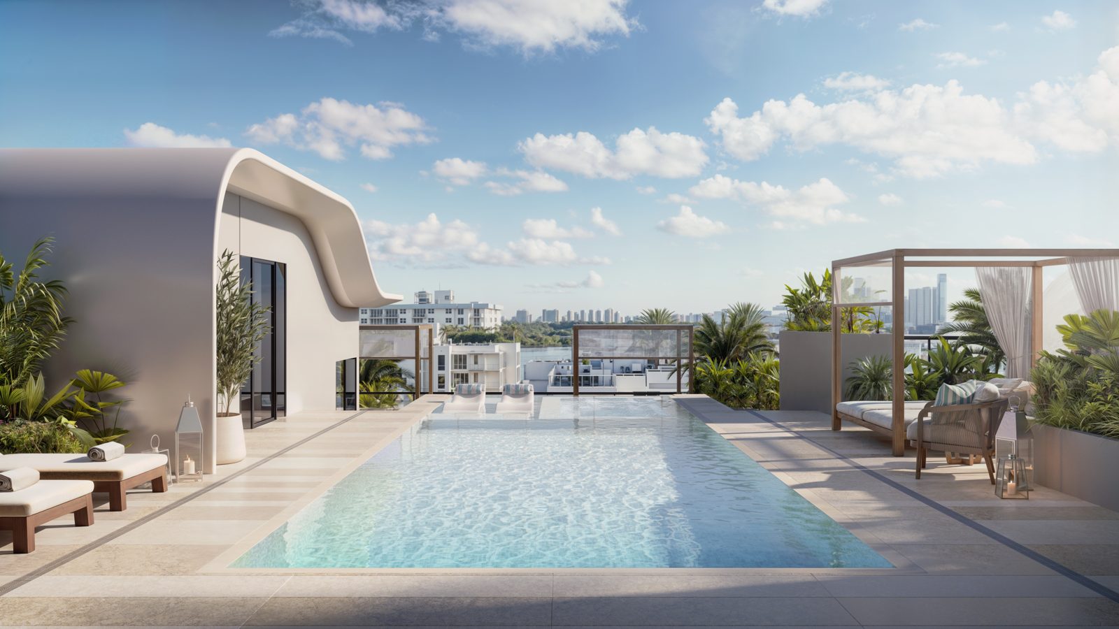 Rooftop pool at Alma, rendering