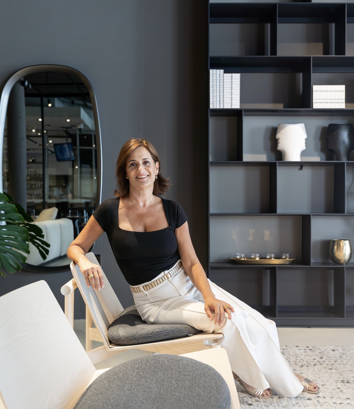 Andrea Cobo in a design showroom