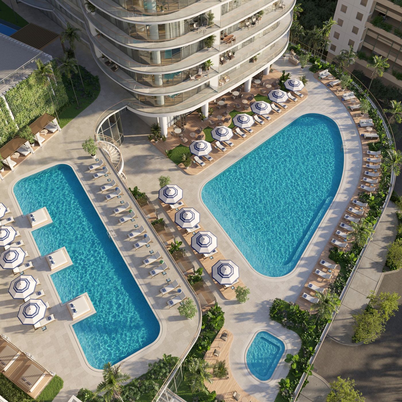 Pool deck at Cipriani Residences Miami, rendering